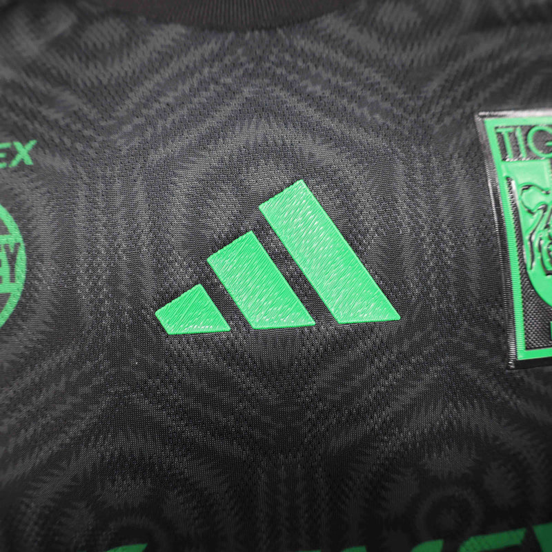 Camisola Tigres UANL 2025-26 Away Preta Versão Jogador